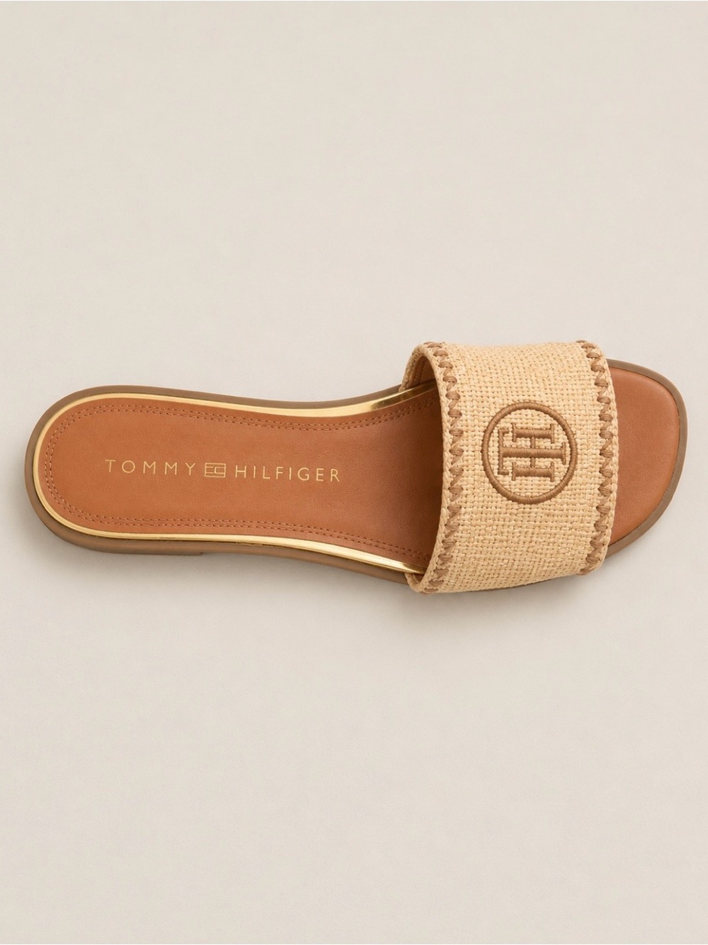 Tommy Hilfiger Beige Raffia Slide Sandals - Picture 3 of 3